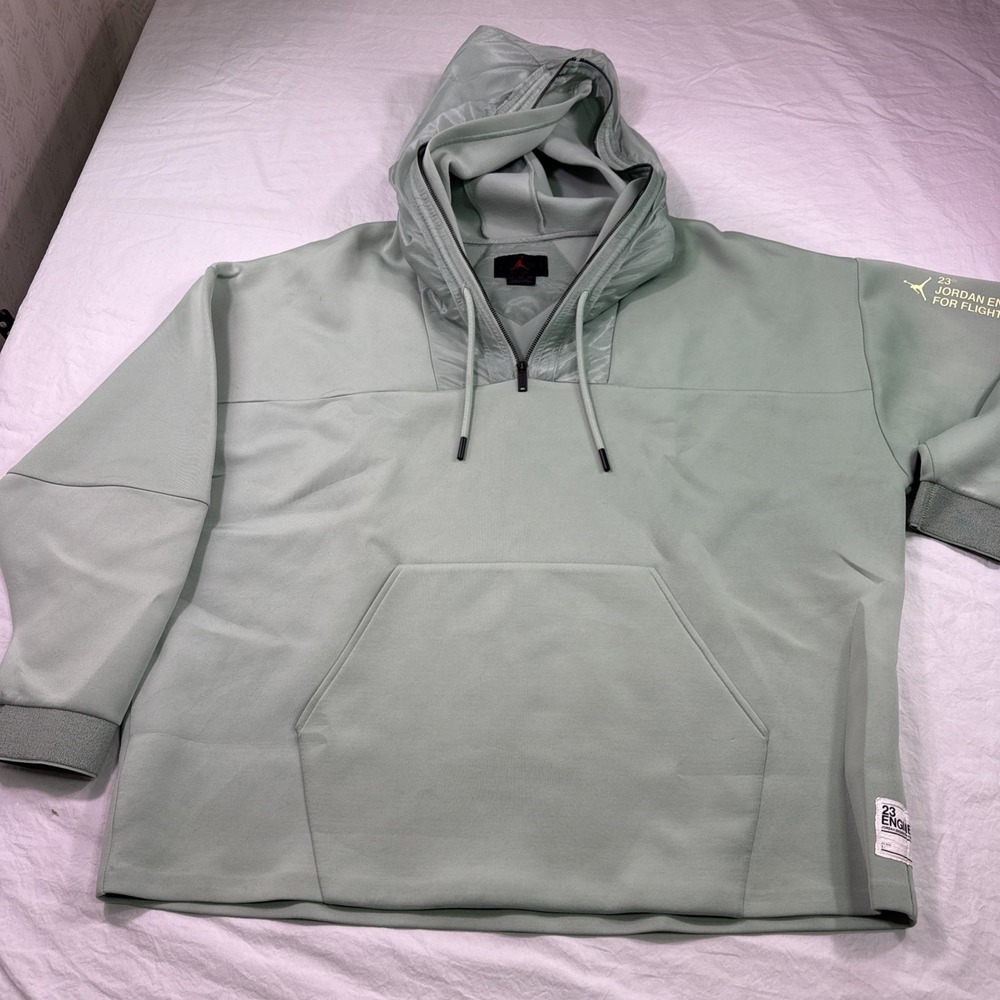 Jordan 23 Engineered Gray 3XL Men's 1/4 Zip Hoodie Logo Pockets Standard Fit - Picture 2 of 11